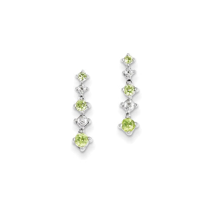 Sterling Silver Peridot Diamond Earrings