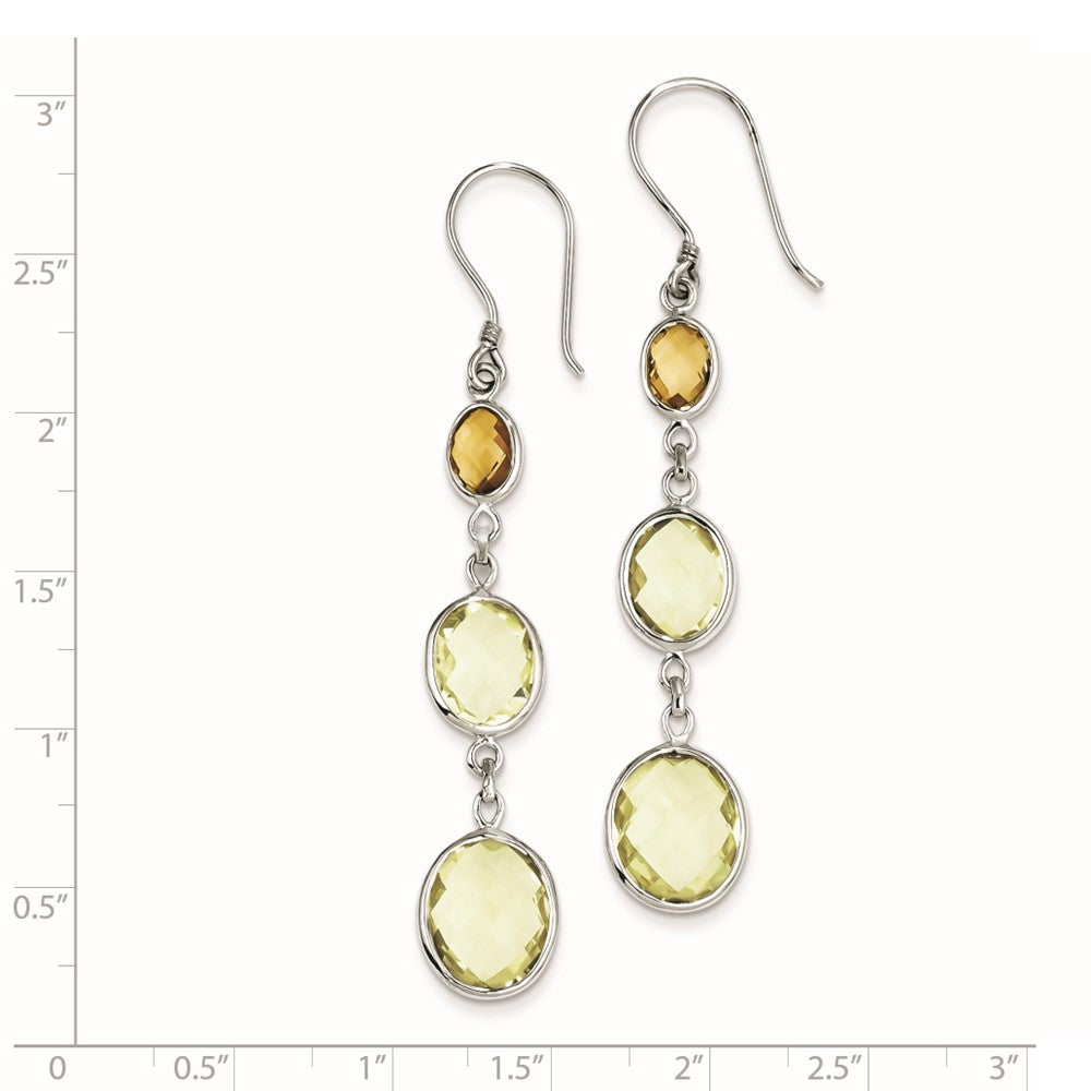 Sterling Silver Citrine/Lemon Quartz Shepherd Hook Earrings