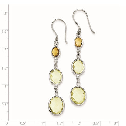 Sterling Silver Citrine/Lemon Quartz Shepherd Hook Earrings