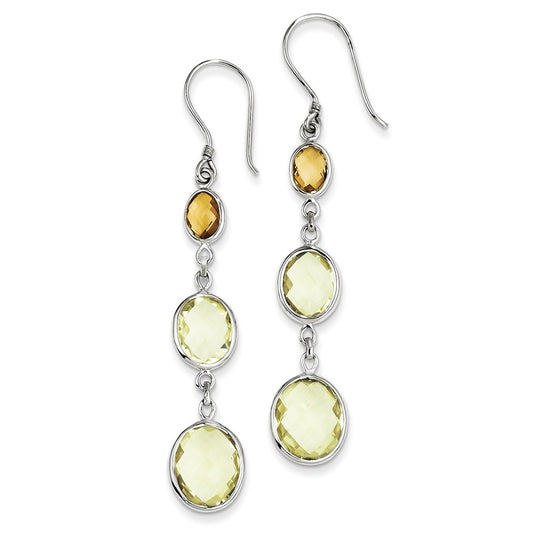 Sterling Silver Citrine/Lemon Quartz Shepherd Hook Earrings