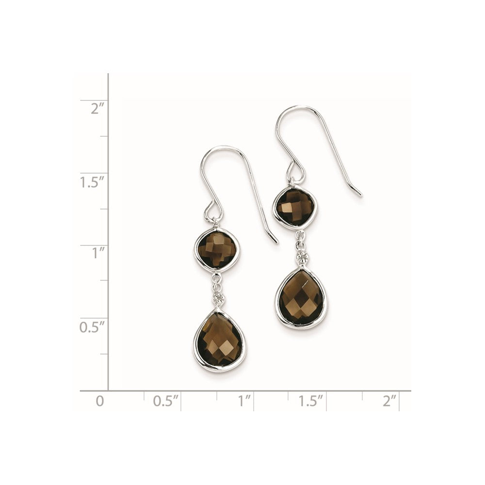 Sterling Silver Rhodium Plated Diamond Smoky Quartz Earrings