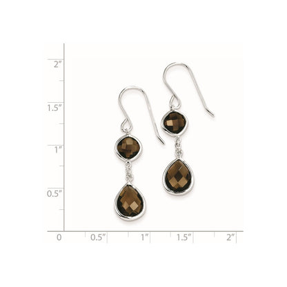 Sterling Silver Rhodium Plated Diamond Smoky Quartz Earrings