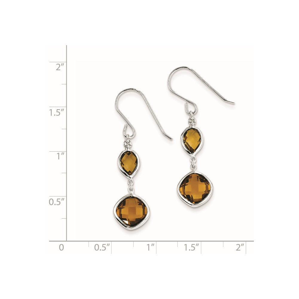 Sterling Silver Rhodium Plated Diamond u0026 Whiskey Quartz Earrings