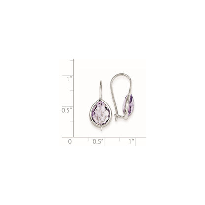 Sterling Silver Rhodium Plated Pink Quartz Earrings