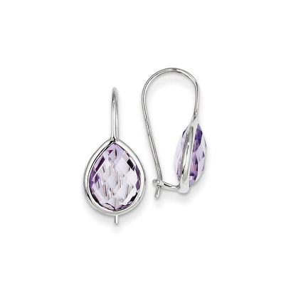 Sterling Silver Rhodium Plated Pink Quartz Earrings