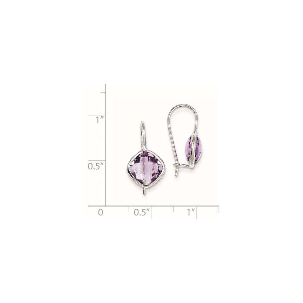 Sterling Silver Rhodium Plated Pink Quartz Earrings