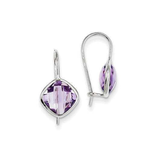 Sterling Silver Rhodium Plated Pink Quartz Earrings