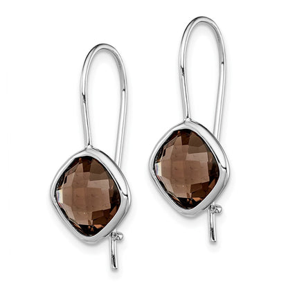 Sterling Silver Rhodium Plated Smoky Quartz Dangle Earrings