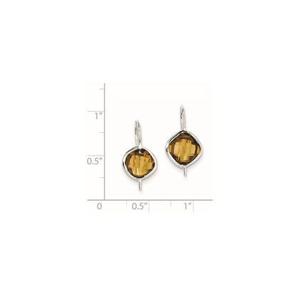 Sterling Silver Rhodium Plated Whiskey Quartz Earrings