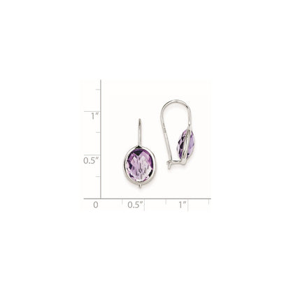 Sterling Silver Rhodium Plated Pink Quartz Oval Earrings
