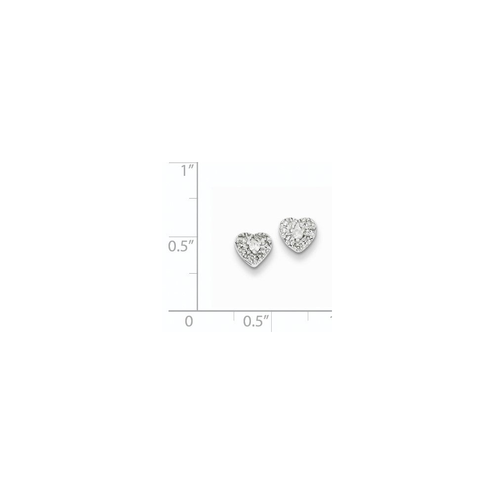 Sterling Silver 0.16ct Diamond Heart Post Earrings