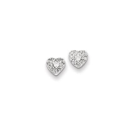 Sterling Silver 0.16ct Diamond Heart Post Earrings