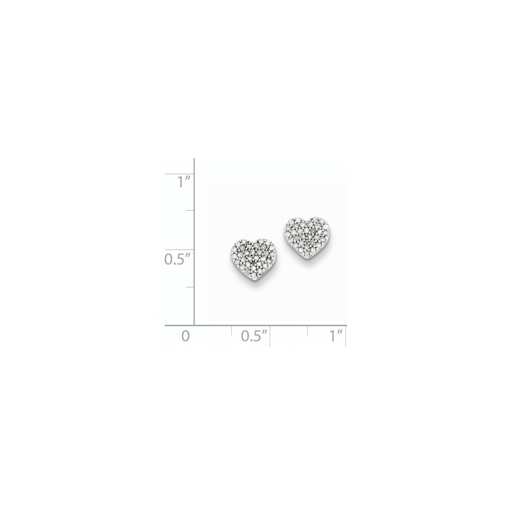 Sterling Silver Diamond Heart Post Earrings
