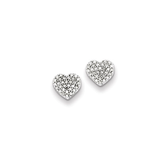 Sterling Silver Diamond Heart Post Earrings