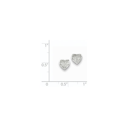 Sterling Silver Diamond Heart Screw Back Post Earrings