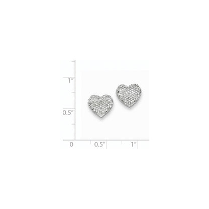 Sterling Silver Diamond Heart Screwback Post Earrings