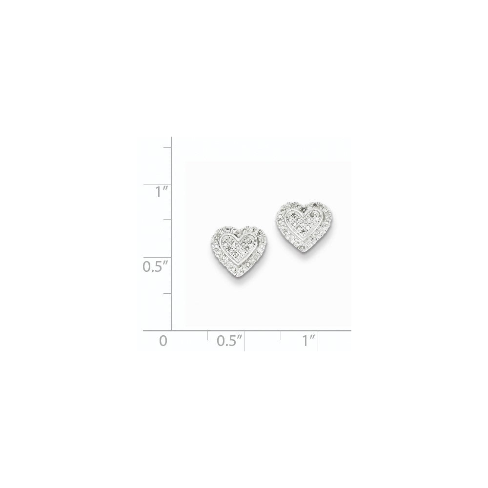 Sterling Silver Diamond Heart Post Earrings