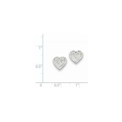 Sterling Silver Diamond Heart Post Earrings