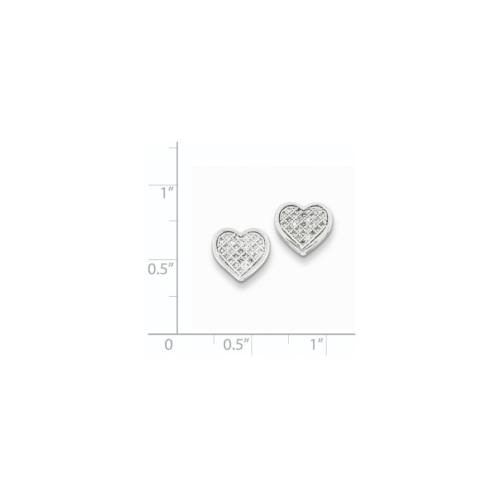 Sterling Silver Diamond Heart Post Earrings