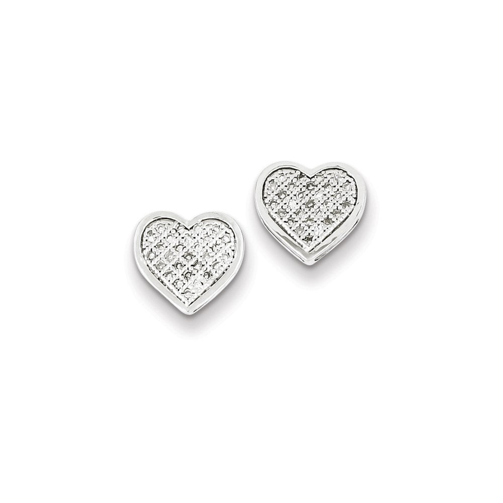 Sterling Silver Diamond Heart Post Earrings
