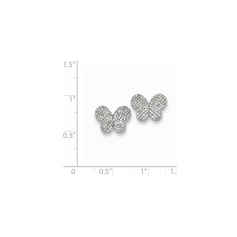 Sterling Silver Diamond Butterfly Post Earrings
