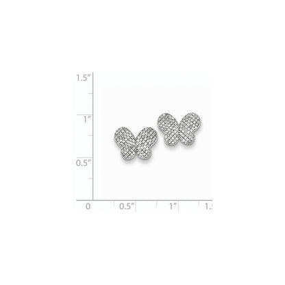 Sterling Silver Diamond Butterfly Post Earrings