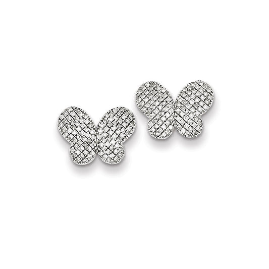 Sterling Silver Diamond Butterfly Post Earrings