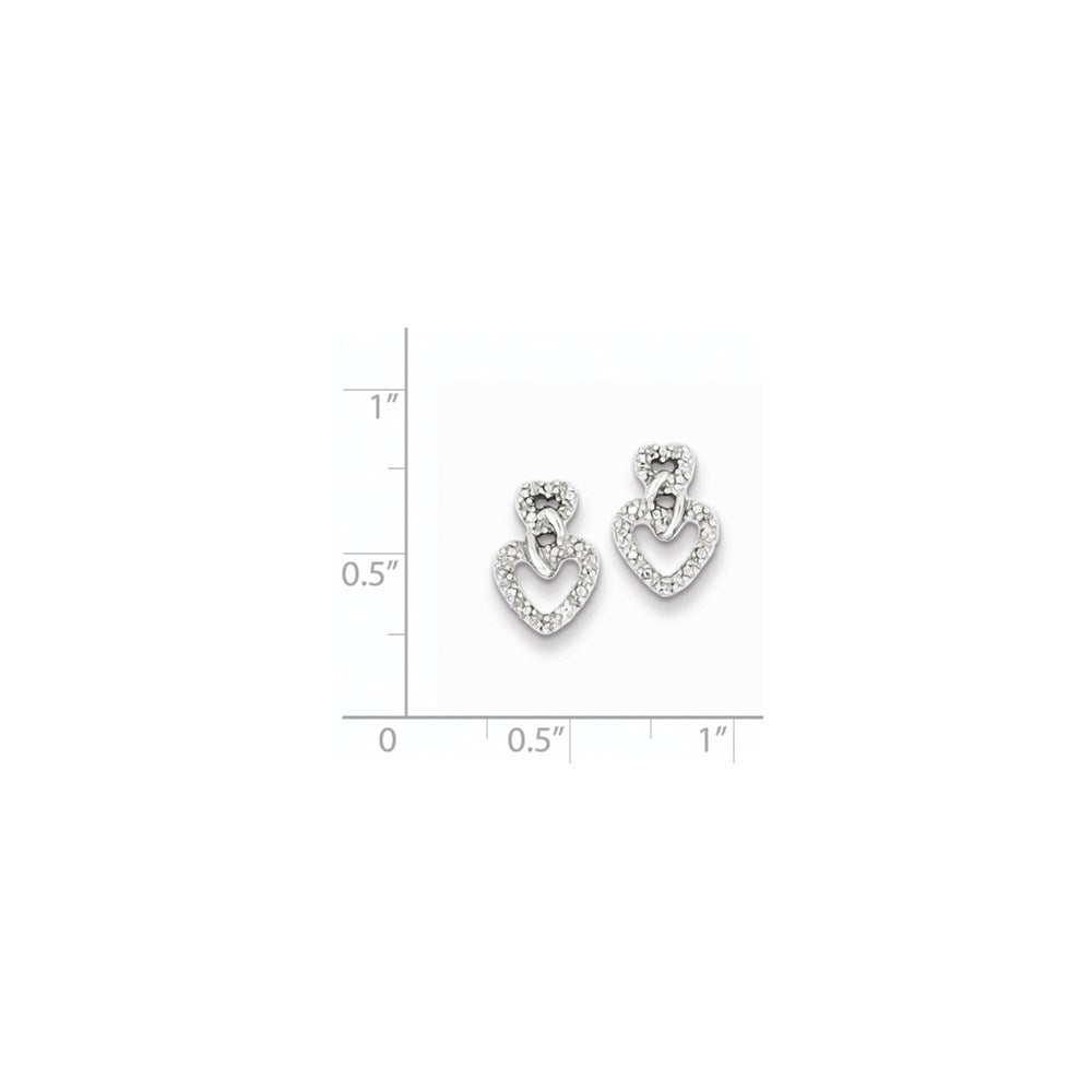 Sterling Silver Rhodium Plated Diamond Heart Post Earrings