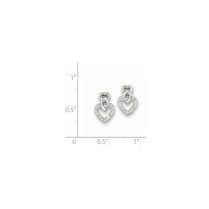 Sterling Silver Rhodium Plated Diamond Heart Post Earrings