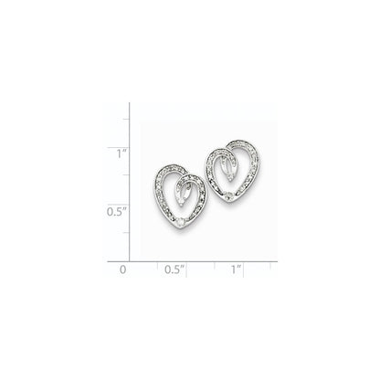 Sterling Silver Diamond Heart Post Earrings