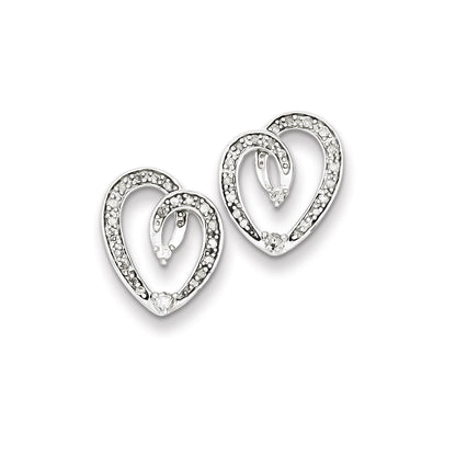 Sterling Silver Diamond Heart Post Earrings