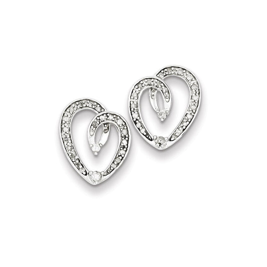 Sterling Silver Diamond Heart Post Earrings
