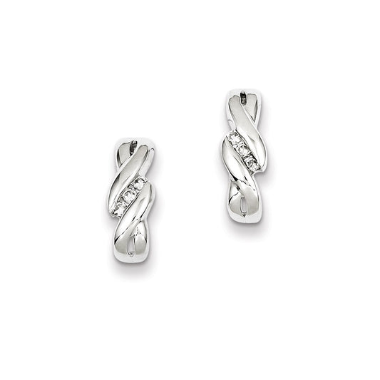 Sterling Silver Diamond Twist Post Earrings