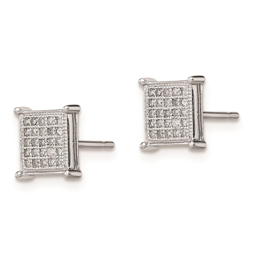 Sterling Silver Rhodium Diamond Post Earrings