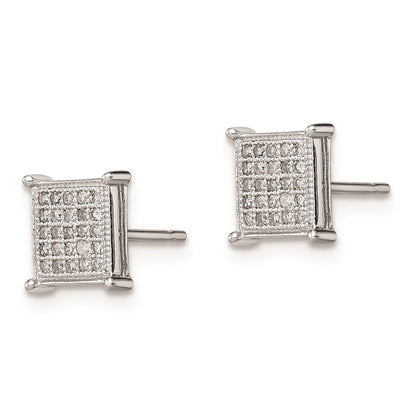 Sterling Silver Rhodium Diamond Post Earrings