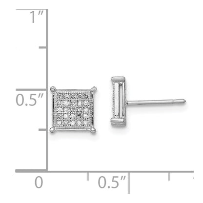 Sterling Silver Rhodium Diamond Post Earrings