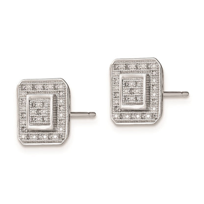 Sterling Silver Rhodium Diamond Post Earrings