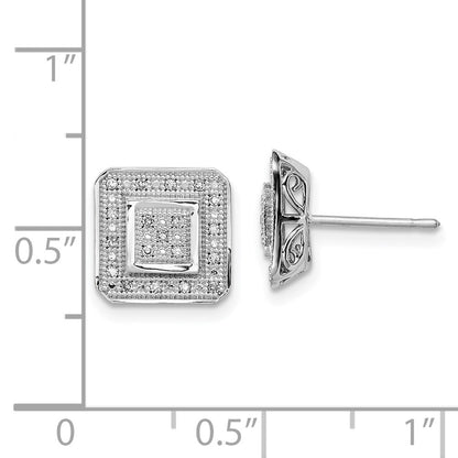 Sterling Silver Rhodium Diamond Post Earrings