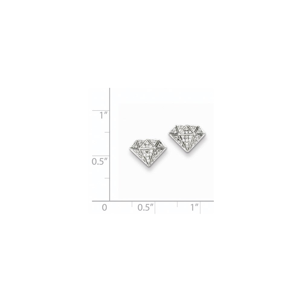 Sterling Silver Rhodium Diamond Screwback Post Earrings