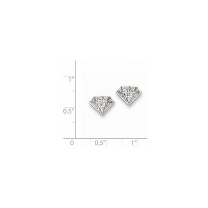 Sterling Silver Rhodium Diamond Screwback Post Earrings
