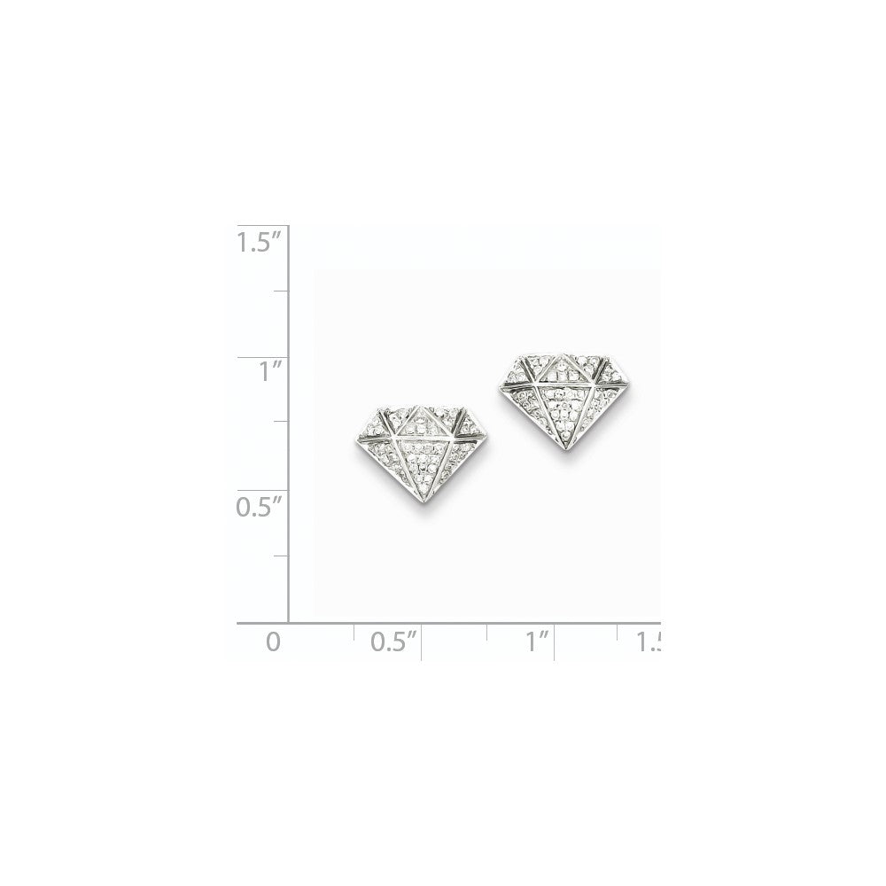 Sterling Silver Diamond Screwback Post Earrings