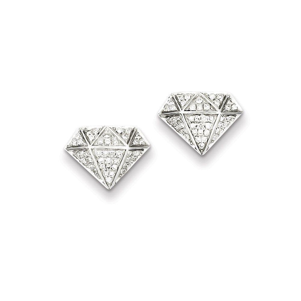 Sterling Silver Diamond Screwback Post Earrings