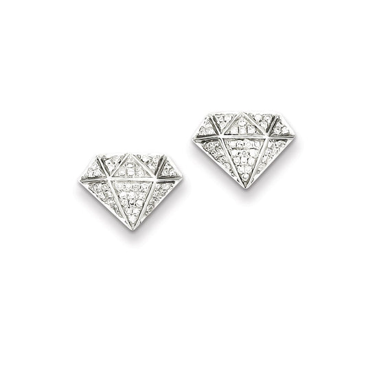 Sterling Silver Diamond Screwback Post Earrings