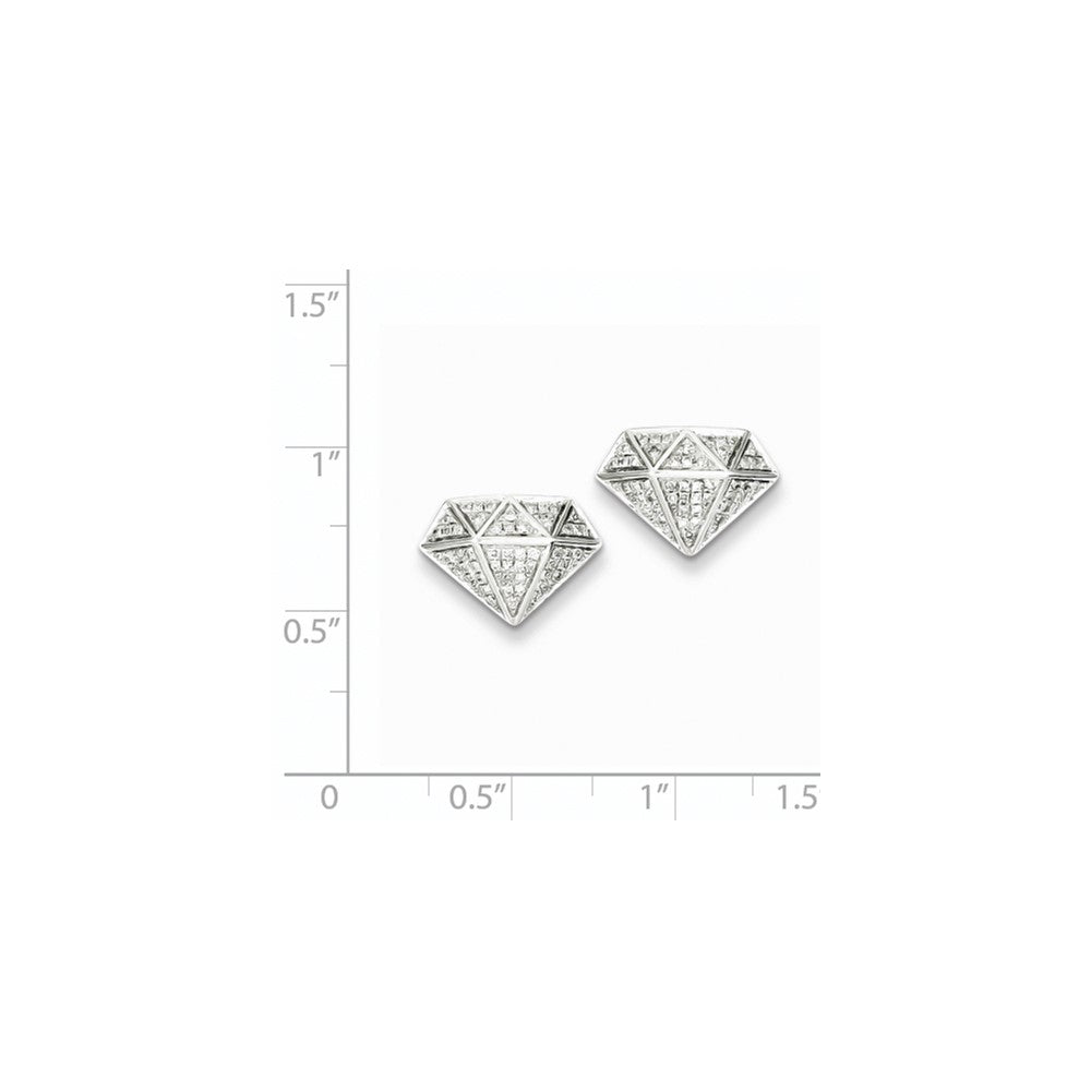 Sterling Silver Diamond Screwback Post Earrings
