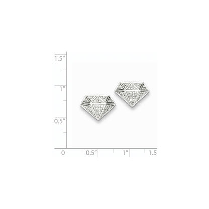 Sterling Silver Diamond Screwback Post Earrings