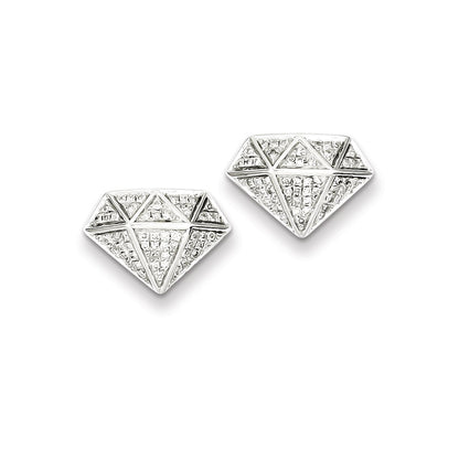 Sterling Silver Diamond Screwback Post Earrings