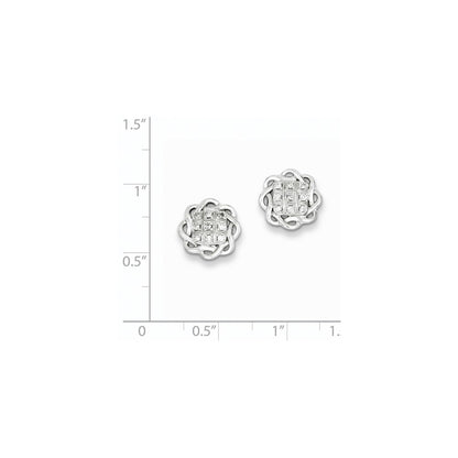 Sterling Silver Rhodium Plated u0026 Diamond Post Earrings