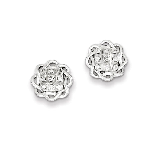 Sterling Silver Rhodium Plated u0026 Diamond Post Earrings