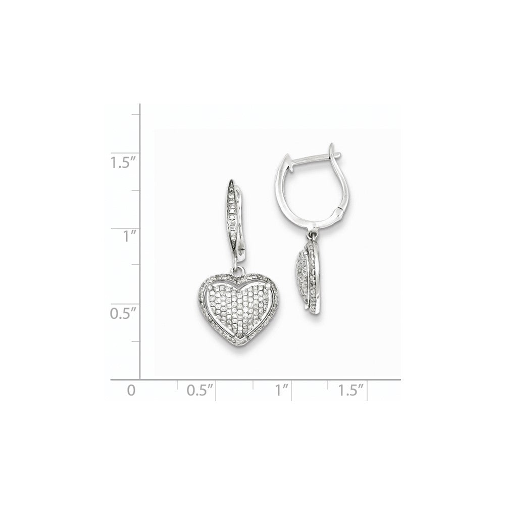 Sterling Silver Diamond Heart Earrings