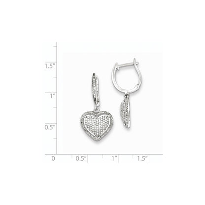 Sterling Silver Diamond Heart Earrings